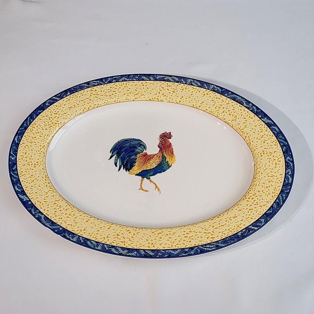 Fitz And Floyd Classic Choices Coq Du Village Large Oval Platter 17"